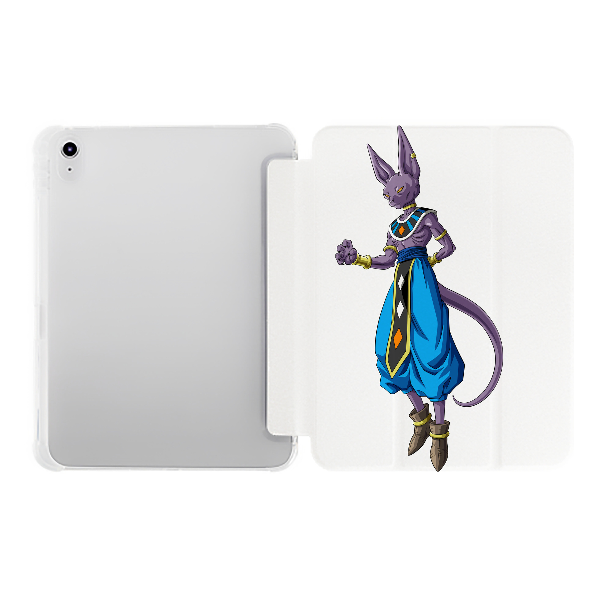 （画像用） ドラゴンボール ビルス 破壊神ビルス DRAGON BALL Beerus Birusu IPad ケース ペン収納付き 三つ折りスタンド PUレザー×シリコン 対応機種9.5/10.5/10.9インチ